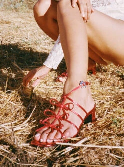 Carrie Bow Sandal - Red/Silver -Fashion Shop 000168020006 lisa says gah shoes bow red