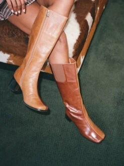 Simone Knee High Boot - Coffee/Camel Leather -Fashion Shop 000195790008 lisa says gah cincin