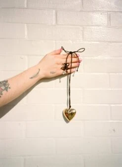 Puffy Heart Necklace - Gold/Black -Fashion Shop 100382760011
