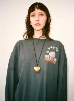 Puffy Heart Necklace - Gold/Black -Fashion Shop 100382780010