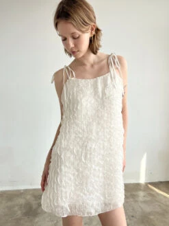 Tara Tie Mini Dress - Vanilla Ruffle -Fashion Shop 1019D182 61CE 4BA3 B24F F03D782DC497