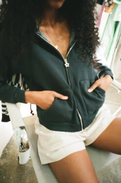 Rosie Zip Up - Washed Black