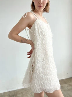 Tara Tie Mini Dress - Vanilla Ruffle