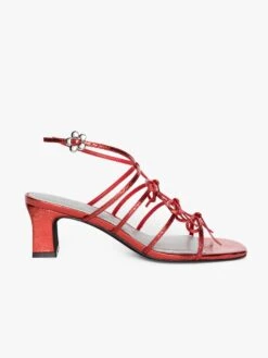 Carrie Bow Sandal - Red/Silver -Fashion Shop BowHeelRed Profile