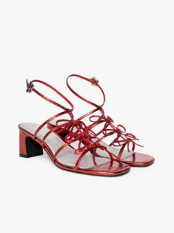 Carrie Bow Sandal - Red/Silver -Fashion Shop BowHeelsRed Pair