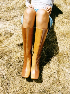 Simone Knee High Boot - Coffee/Camel Leather