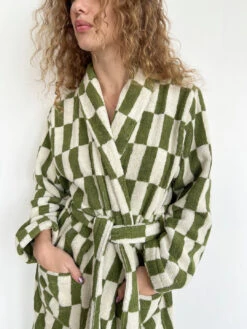Robe - Alber Check -Fashion Shop IMG 0030 great indoors bathrobe green