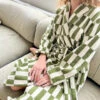 Robe - Alber Check -Fashion Shop IMG 0040 great indoors bathrobe green