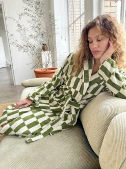 Robe - Alber Check -Fashion Shop IMG 0042 great indoors bathrobe green