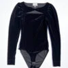 Ganni Velvet Jersey Bodystocking - Black 2 Ganni Velvet Jersey Bodystocking - Black -Fashion Shop IMG 0419 ganni bodysuit bow black