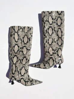 Ganni Soft Slouchy High Shaft Boot Snake - True -Fashion Shop IMG 0545 ganni boots snake