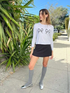 Dana Long Sleeve Tee - Double Bows -Fashion Shop IMG 0641 lisa says gah tee bow white