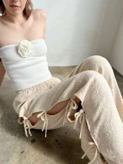 Evelyn Tie Pant - Cashew Rosette -Fashion Shop IMG 0693 lisa says gah spring evelyn pant cream