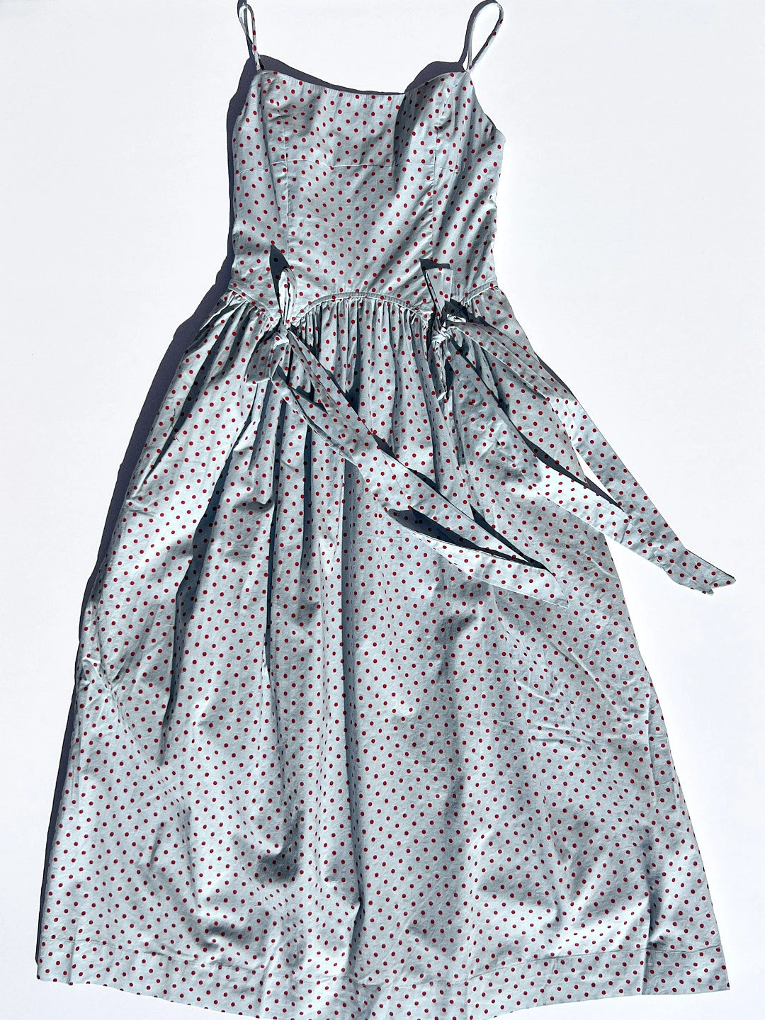 Penelope Midi Dress - Blue & Red Spot 6 Penelope Midi Dress - Blue & Red Spot - Image 4