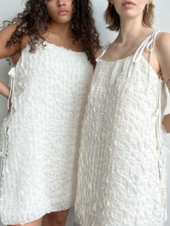 Tara Tie Mini Dress - Vanilla Ruffle -Fashion Shop IMG 1260 lisa says gah spring tara dress white