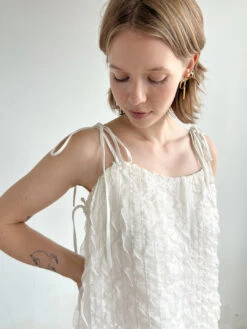 Tara Tie Mini Dress - Vanilla Ruffle -Fashion Shop IMG 1280 lisa says gah spring tara dress white