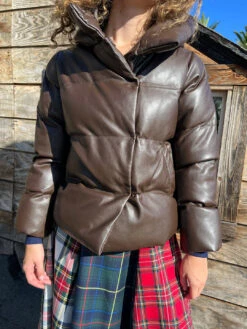 JAKKE Patricia Puffer - Chocolate -Fashion Shop IMG 1349 jakke leather puffer brown