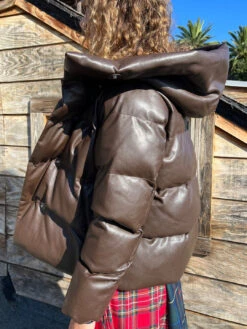 JAKKE Patricia Puffer - Chocolate -Fashion Shop IMG 1357 jakke leather puffer brown