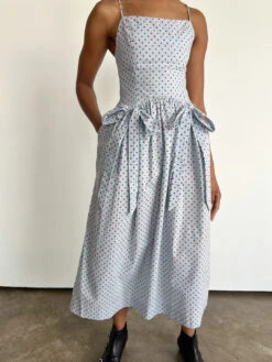 Penelope Midi Dress - Blue & Red Spot 16 Penelope Midi Dress - Blue & Red Spot -Fashion Shop IMG 1455 damson madder dress bow blue