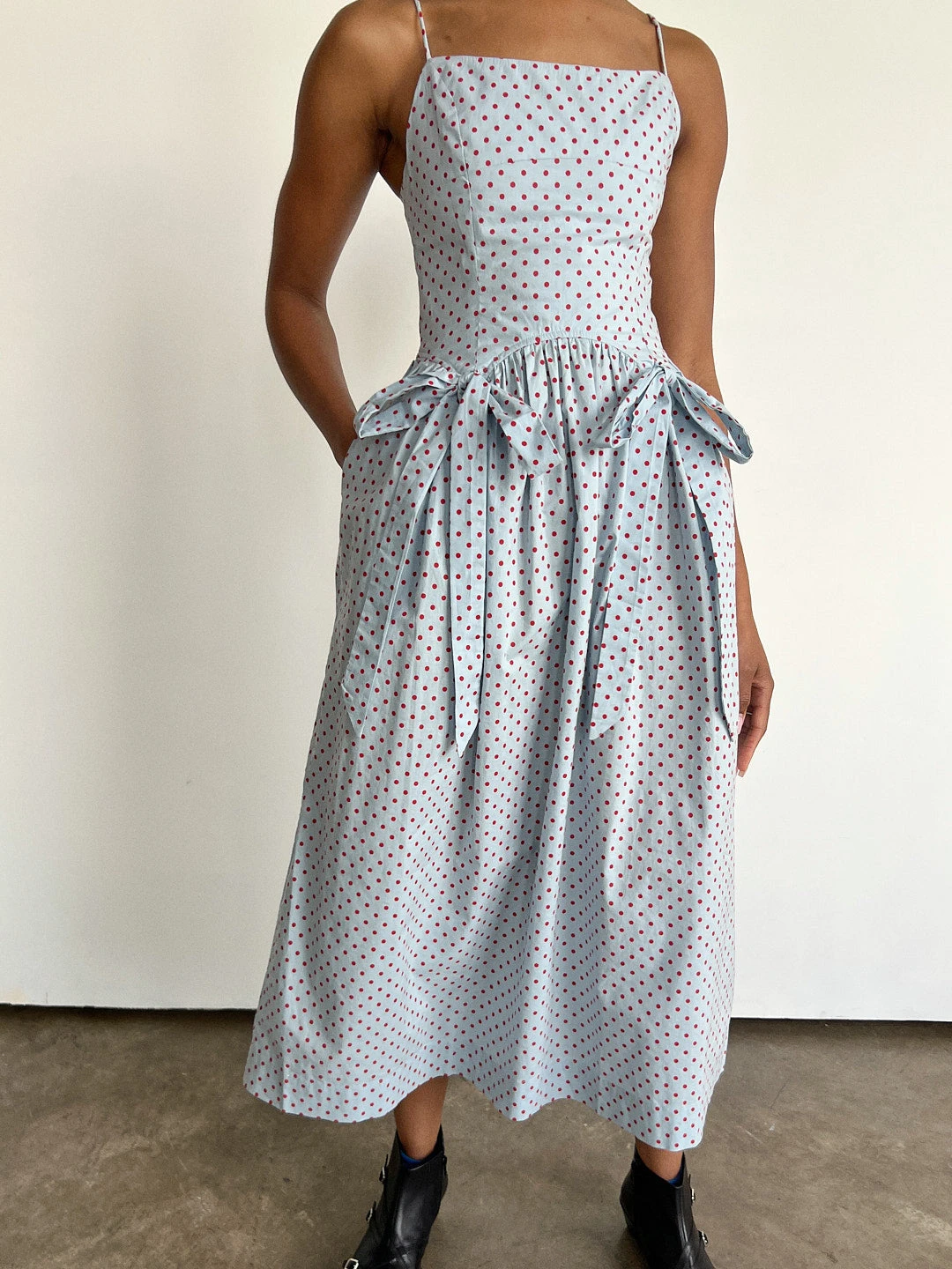 Penelope Midi Dress - Blue & Red Spot 9 Penelope Midi Dress - Blue & Red Spot - Image 7