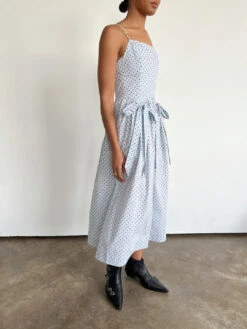 Penelope Midi Dress - Blue & Red Spot 15 Penelope Midi Dress - Blue & Red Spot -Fashion Shop IMG 1460 damson madder dress bow blue