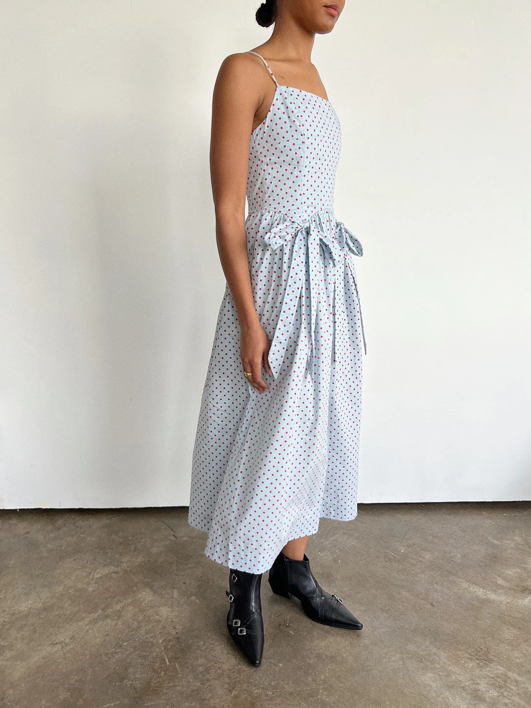 Penelope Midi Dress - Blue & Red Spot 8 Penelope Midi Dress - Blue & Red Spot - Image 6