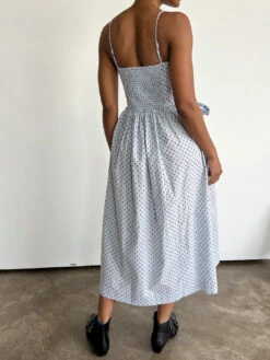 Penelope Midi Dress - Blue & Red Spot 14 Penelope Midi Dress - Blue & Red Spot -Fashion Shop IMG 1475 damson madder dress bow blue