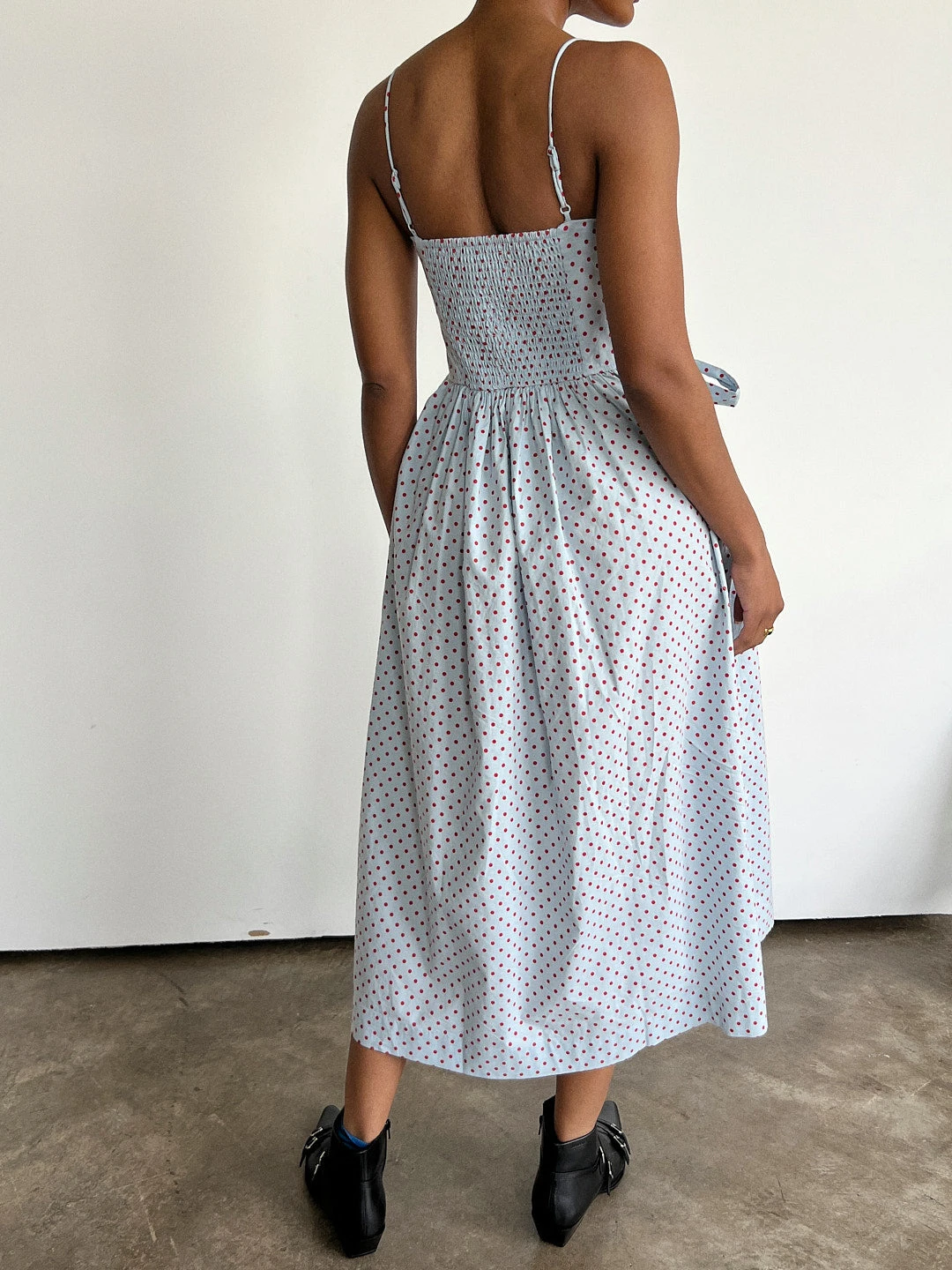 Penelope Midi Dress - Blue & Red Spot 7 Penelope Midi Dress - Blue & Red Spot - Image 5