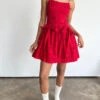 Penelope Mini Dress - Red Broderie -Fashion Shop IMG 1518 damson madder dress bow red
