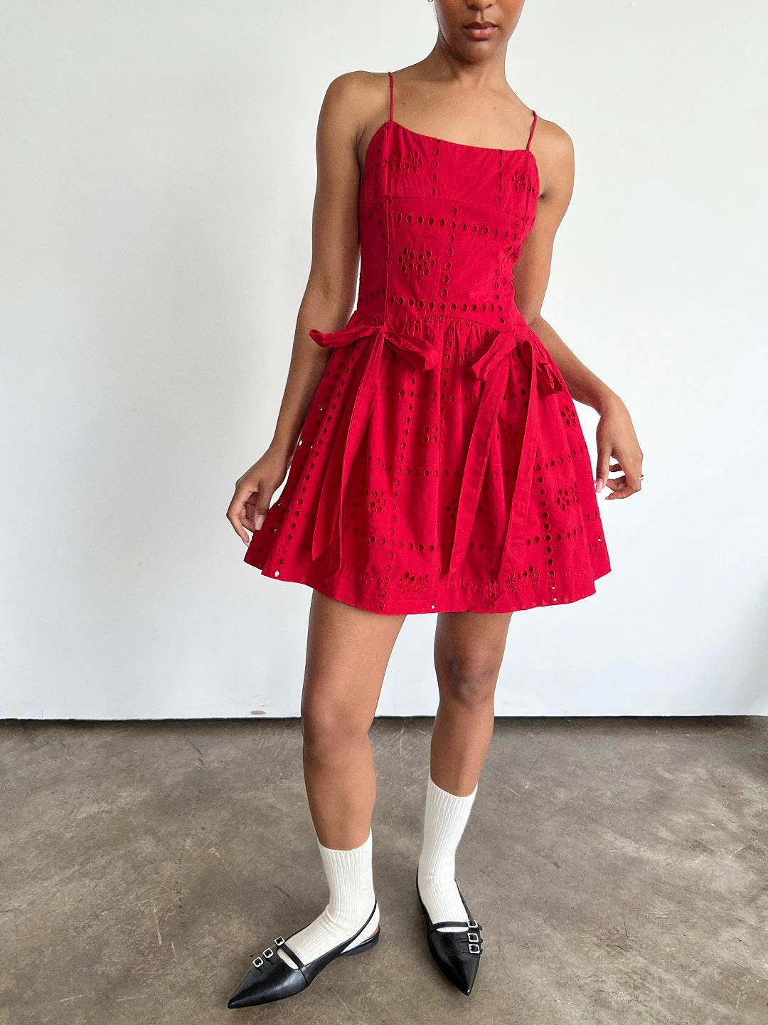 Penelope Mini Dress - Red Broderie 3 Penelope Mini Dress - Red Broderie