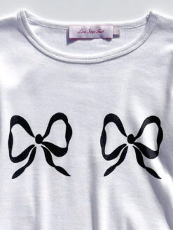 Dana Long Sleeve Tee - Double Bows -Fashion Shop IMG 1723 lisa says gah tee bow white