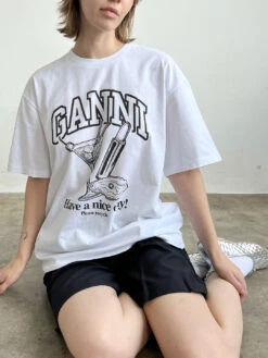 Ganni Future Heavy Cocktail Tee - White