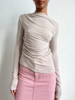 Drew Top - Fog -Fashion Shop IMG 2065 geel top taupe