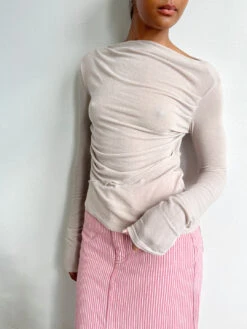 Drew Top - Fog -Fashion Shop IMG 2073 geel top taupe