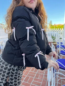 Ballerina Puffer - Black -Fashion Shop IMG 2609 les miss bow puffer black
