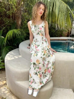Shisa Linen Maxi Dress - Floral 14 Shisa Linen Maxi Dress - Floral -Fashion Shop IMG 2628 tach dress floral