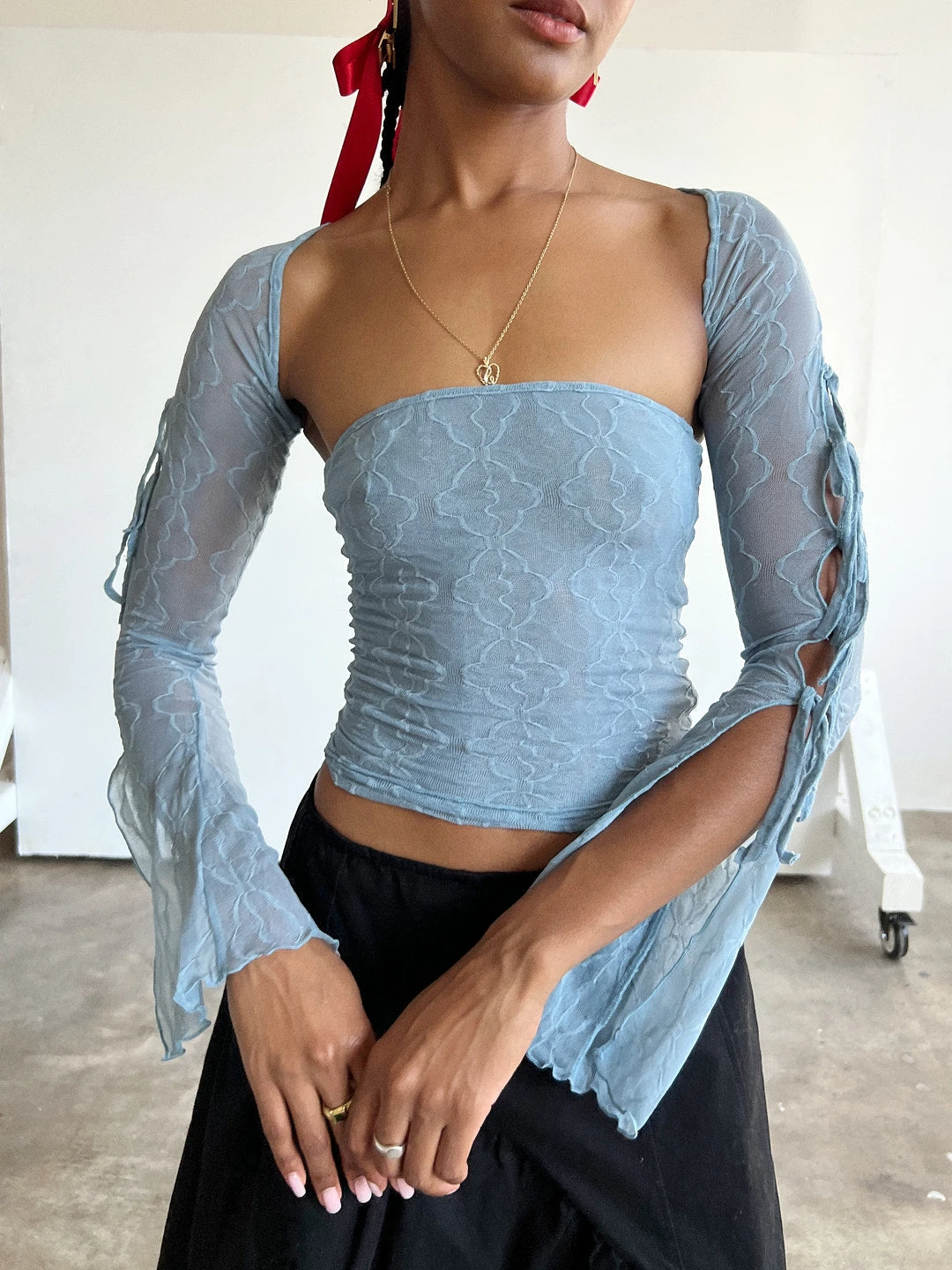 Mariposa Lace Box Bolero Set - Delicate Blue 3 Mariposa Lace Box Bolero Set - Delicate Blue