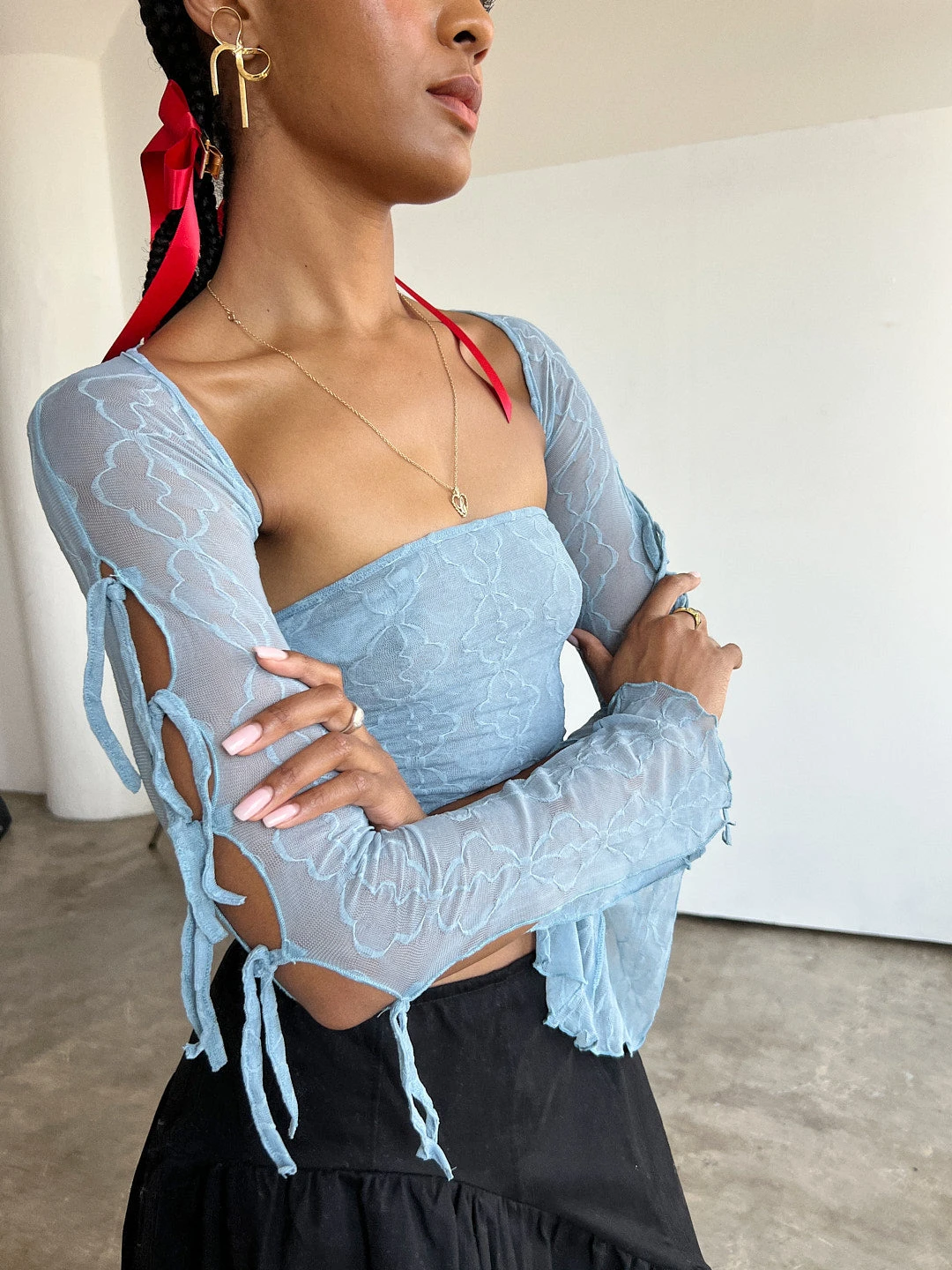 Mariposa Lace Box Bolero Set - Delicate Blue 7 Mariposa Lace Box Bolero Set - Delicate Blue - Image 5