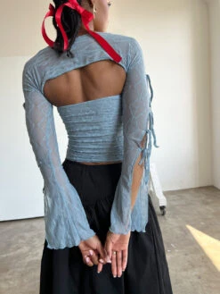 Mariposa Lace Box Bolero Set - Delicate Blue 14 Mariposa Lace Box Bolero Set - Delicate Blue -Fashion Shop IMG 3394 find me now top blue bow