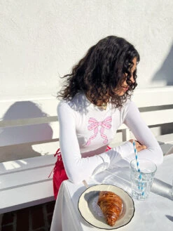 Maddie Tee - White 12 Maddie Tee - White -Fashion Shop IMG 3423 les miss bow top white