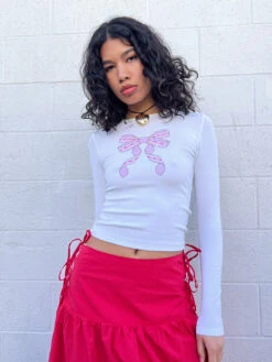 Maddie Tee - White 15 Maddie Tee - White -Fashion Shop IMG 3449 les miss bow top white