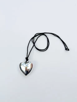 Puffy Heart Necklace - Silver/Black -Fashion Shop IMG 3462 60de17af d6e0 4e0e b37d 75c234e32bd5
