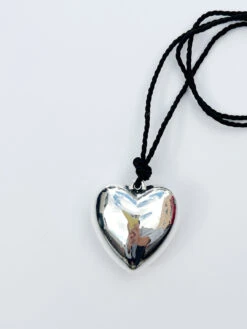 Puffy Heart Necklace - Silver/Black -Fashion Shop IMG 3463 053e83f8 b56d 49a3 b6f0 bc5fe21c2bf7