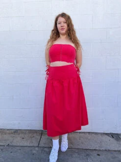 Break Skirt - Red -Fashion Shop IMG 3550 allina liu bow skirt red