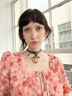 Puffy Heart Necklace - Gold/Black -Fashion Shop IMG 3556