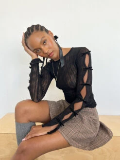 Ross Bow Mockneck Top - Night