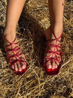 Carrie Bow Sandal - Red/Silver -Fashion Shop IMG 3693 lisa says gah shoes bow red