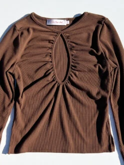 Nora Keyhole Top - Chocolate -Fashion Shop IMG 3751 lisa says gah prefall brown top
