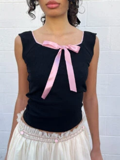 Leah Top - Black 9 Leah Top - Black -Fashion Shop IMG 3787 les miss bow tank black