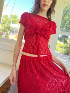 Alex Lace Tee - Tomato Lace -Fashion Shop IMG 3848 lisa says gah prefall red top